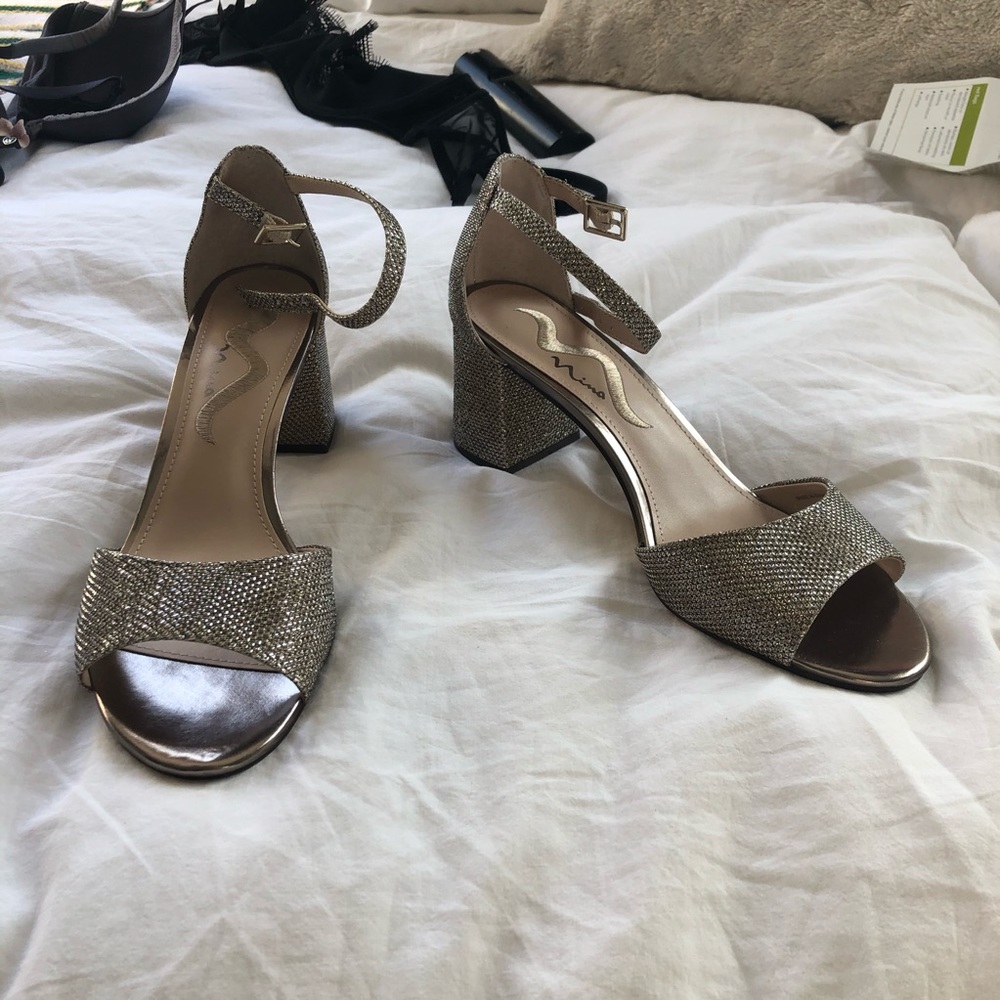 Nina sparkly gold heels